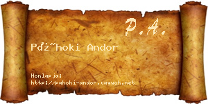 Páhoki Andor névjegykártya