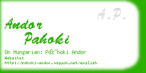 andor pahoki business card